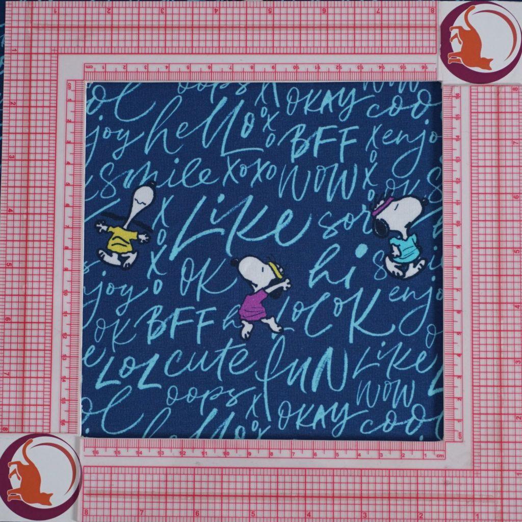 Baumwolljersey Peanuts® Snoopy Words blau – Bio